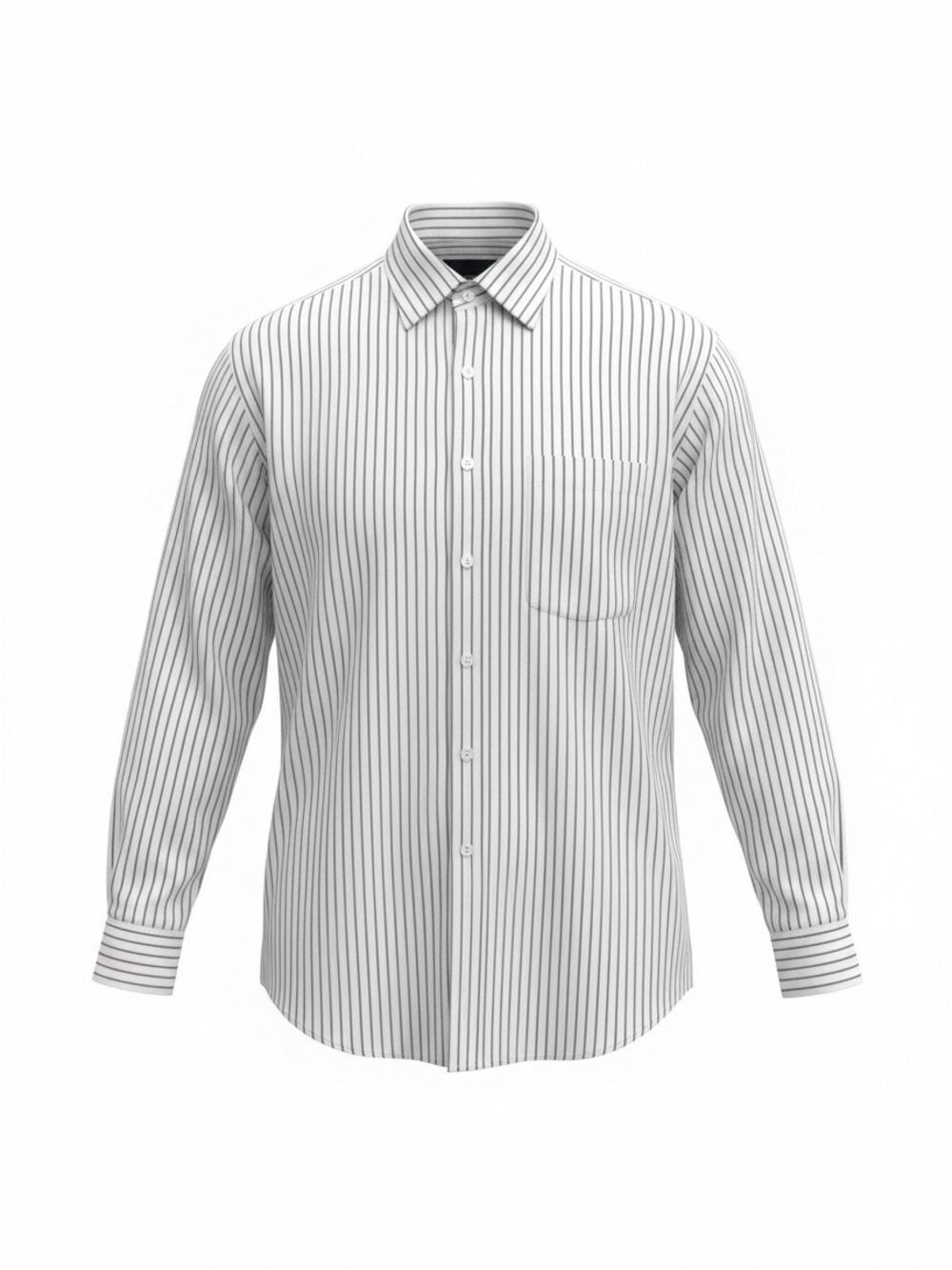 Ermenegildo Zegna White Blue Striped Cotton Dress Shirt 16.5